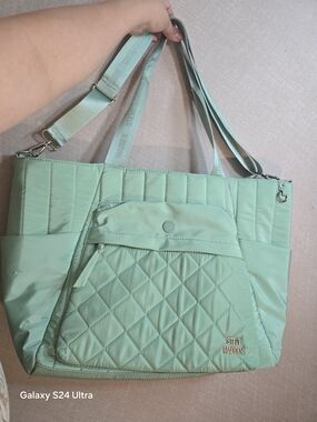 Steve Madden Quilted Puffer Weekender Tote Bag in Light Green New No Tag